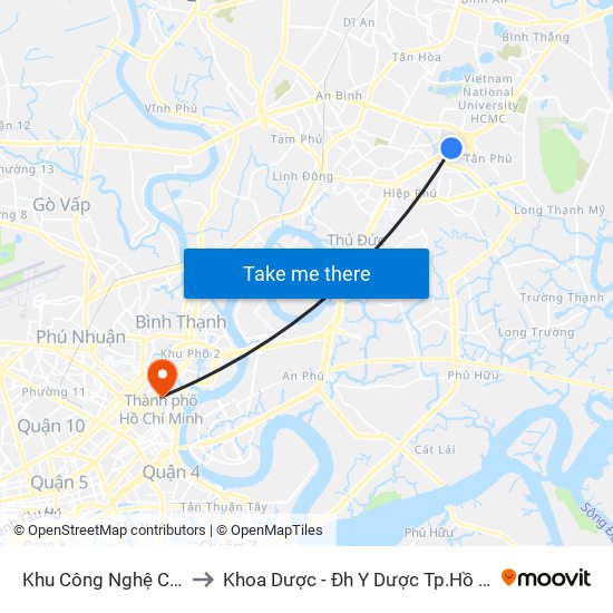 Khu Công Nghệ Cao Q9 to Khoa Dược - Đh Y Dược Tp.Hồ Chí Minh map