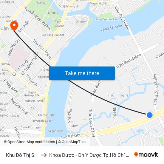 Khu Đô Thị Sala to Khoa Dược - Đh Y Dược Tp.Hồ Chí Minh map