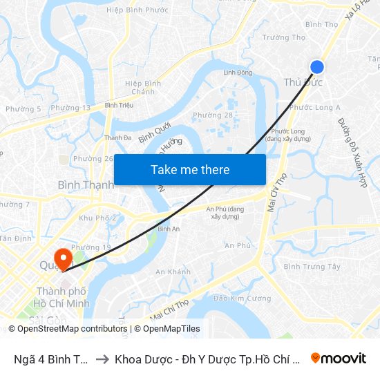 Ngã 4 Bình Thái to Khoa Dược - Đh Y Dược Tp.Hồ Chí Minh map