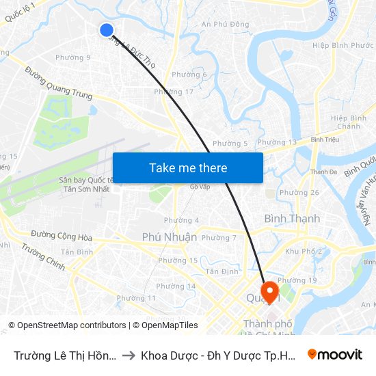 Trường Lê Thị Hồng Gấm to Khoa Dược - Đh Y Dược Tp.Hồ Chí Minh map