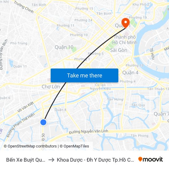 Bến Xe Buýt Quận 8 to Khoa Dược - Đh Y Dược Tp.Hồ Chí Minh map