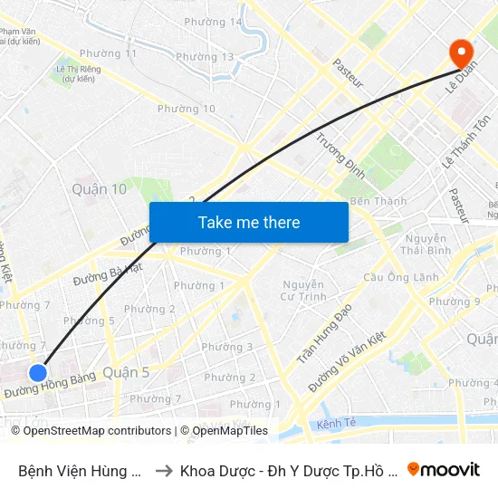 Bệnh Viện Hùng Vương to Khoa Dược - Đh Y Dược Tp.Hồ Chí Minh map