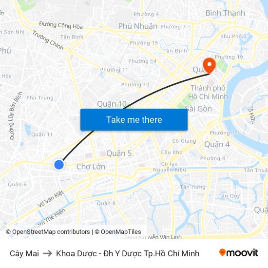 Cây Mai to Khoa Dược - Đh Y Dược Tp.Hồ Chí Minh map