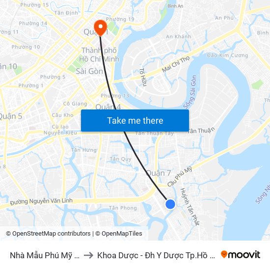 Nhà Mẫu Phú Mỹ Hưng to Khoa Dược - Đh Y Dược Tp.Hồ Chí Minh map