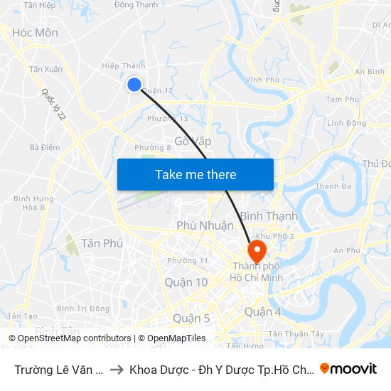 Trường Lê Văn Thọ to Khoa Dược - Đh Y Dược Tp.Hồ Chí Minh map