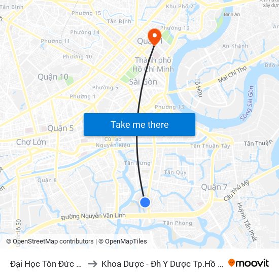 Đại Học Tôn Đức Thắng to Khoa Dược - Đh Y Dược Tp.Hồ Chí Minh map