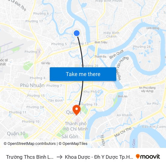 Trường Thcs Bình Lợi Trung to Khoa Dược - Đh Y Dược Tp.Hồ Chí Minh map