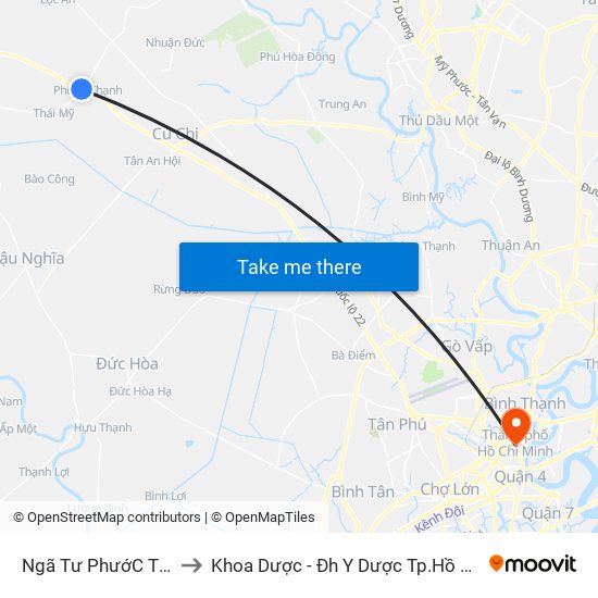 Ngã Tư PhướC ThạNh to Khoa Dược - Đh Y Dược Tp.Hồ Chí Minh map