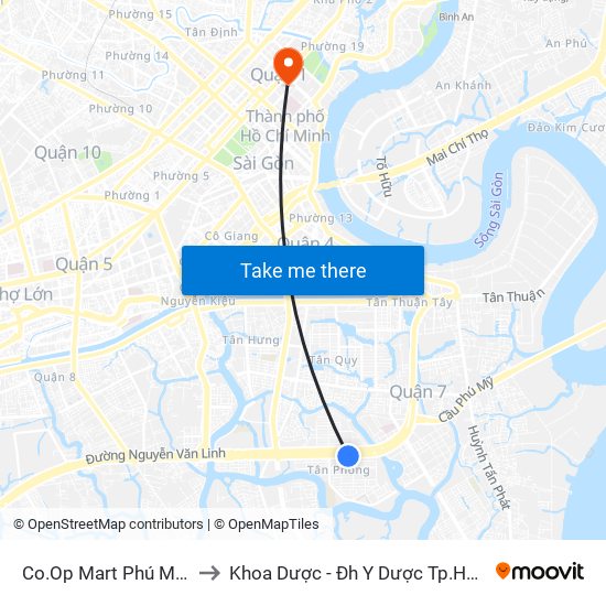 Co.Op Mart Phú Mỹ Hưng to Khoa Dược - Đh Y Dược Tp.Hồ Chí Minh map