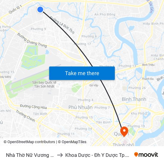 Nhà Thờ Nữ Vương Hòa Bình to Khoa Dược - Đh Y Dược Tp.Hồ Chí Minh map