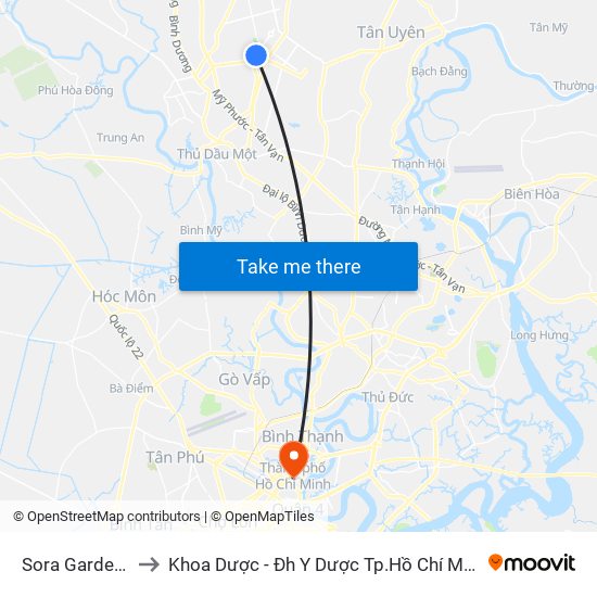 Sora Gardens to Khoa Dược - Đh Y Dược Tp.Hồ Chí Minh map