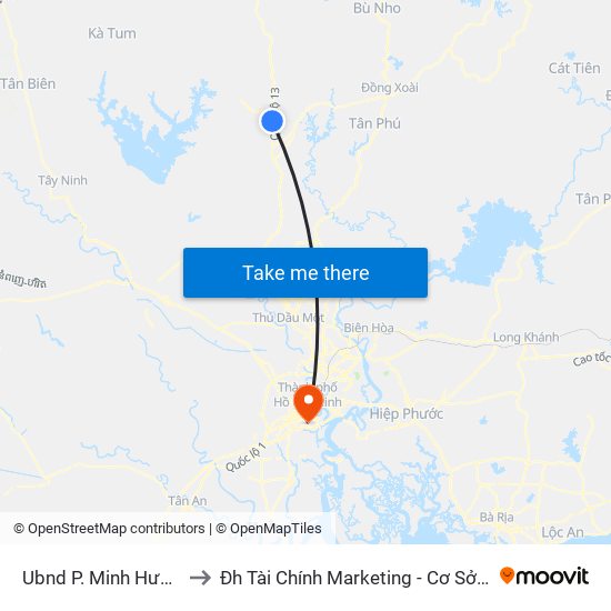 Ubnd P. Minh Hưng to Đh Tài Chính Marketing - Cơ Sở 3 map