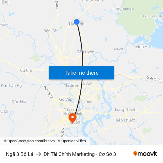 Ngã 3 Bố Lá to Đh Tài Chính Marketing - Cơ Sở 3 map