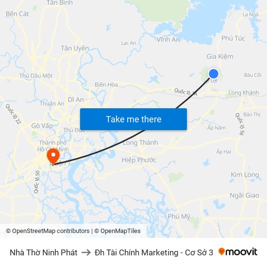 Nhà Thờ Ninh Phát to Đh Tài Chính Marketing - Cơ Sở 3 map