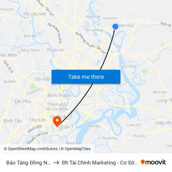 Bảo Tàng Đồng Nai to Đh Tài Chính Marketing - Cơ Sở 3 map