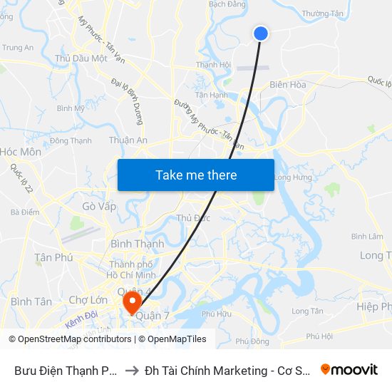 Bưu Điện Thạnh Phú to Đh Tài Chính Marketing - Cơ Sở 3 map