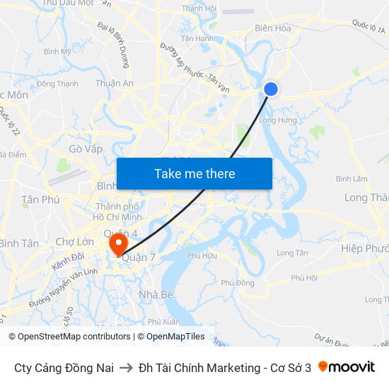 Cty Cảng Đồng Nai to Đh Tài Chính Marketing - Cơ Sở 3 map