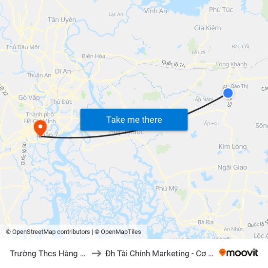 Trường Thcs Hàng Gòn to Đh Tài Chính Marketing - Cơ Sở 3 map