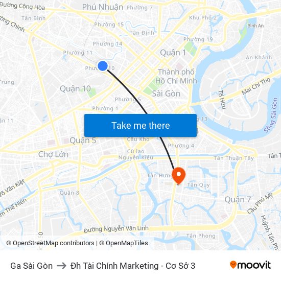 Ga Sài Gòn to Đh Tài Chính Marketing - Cơ Sở 3 map