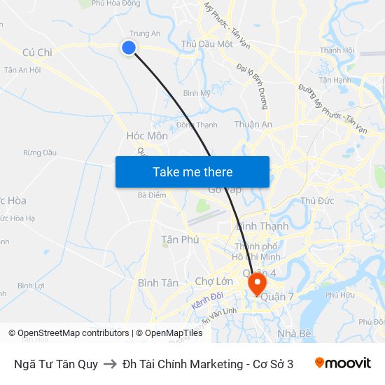 Ngã Tư Tân Quy to Đh Tài Chính Marketing - Cơ Sở 3 map