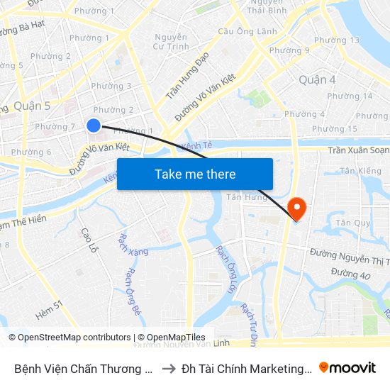 Bệnh Viện Chấn Thương Chỉnh Hình to Đh Tài Chính Marketing - Cơ Sở 3 map