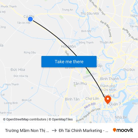 Trường Mầm Non Thị Trấn 3 to Đh Tài Chính Marketing - Cơ Sở 3 map