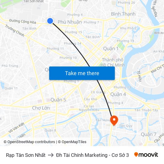 Rạp Tân Sơn Nhất to Đh Tài Chính Marketing - Cơ Sở 3 map