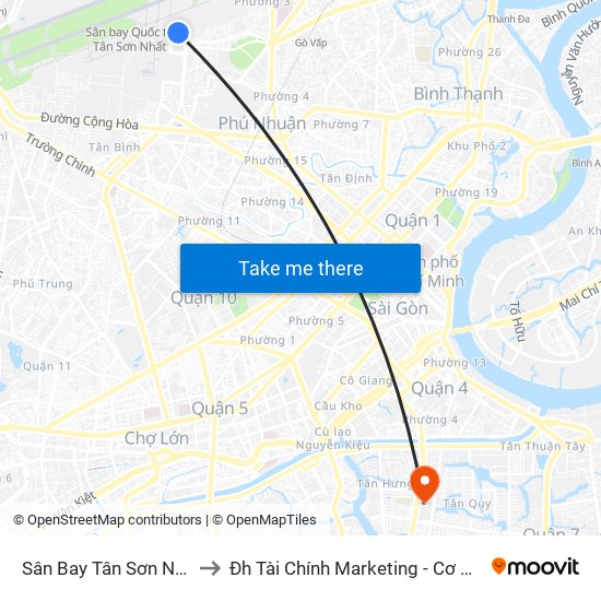 Sân Bay Tân Sơn Nhất to Đh Tài Chính Marketing - Cơ Sở 3 map