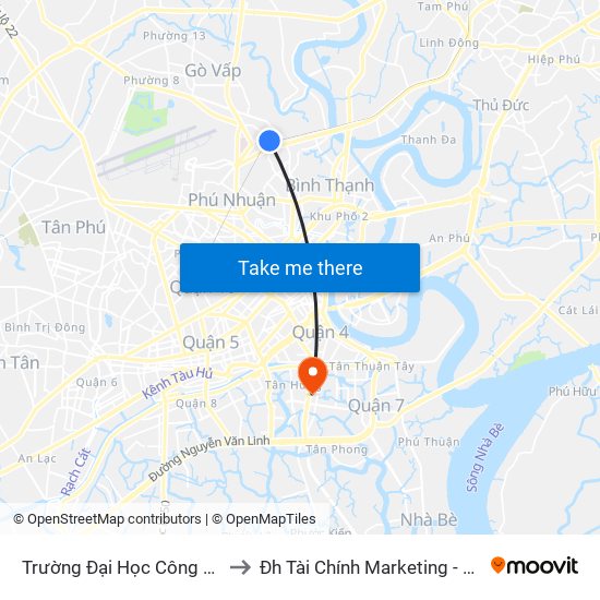 Trường Đại Học Công Nghiệp to Đh Tài Chính Marketing - Cơ Sở 3 map