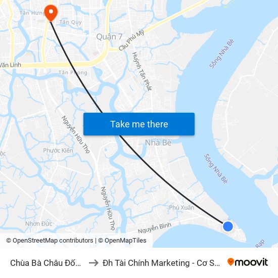 Chùa Bà Châu Đốc 2 to Đh Tài Chính Marketing - Cơ Sở 3 map