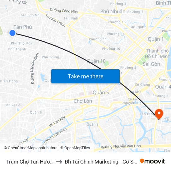 Trạm Chợ Tân Hương to Đh Tài Chính Marketing - Cơ Sở 3 map