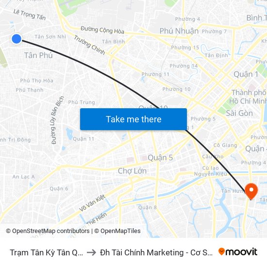 Trạm Tân Kỳ Tân Quý to Đh Tài Chính Marketing - Cơ Sở 3 map