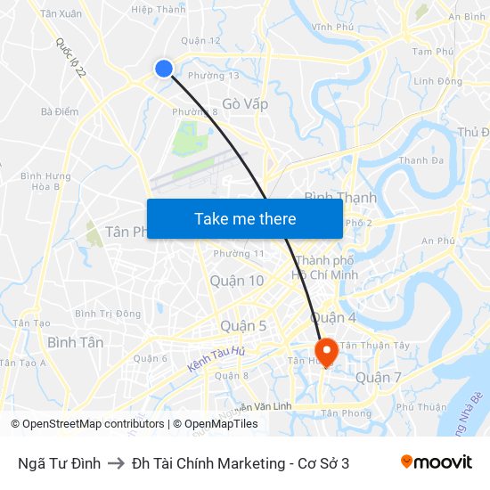 Ngã Tư Đình to Đh Tài Chính Marketing - Cơ Sở 3 map