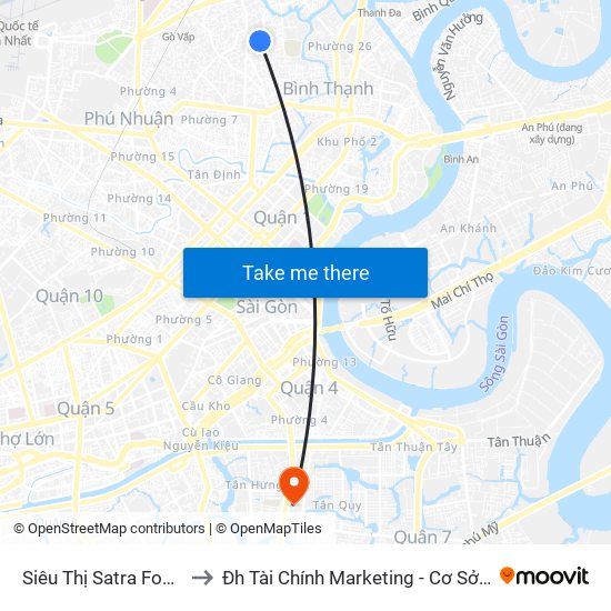 Siêu Thị Satra Food to Đh Tài Chính Marketing - Cơ Sở 3 map