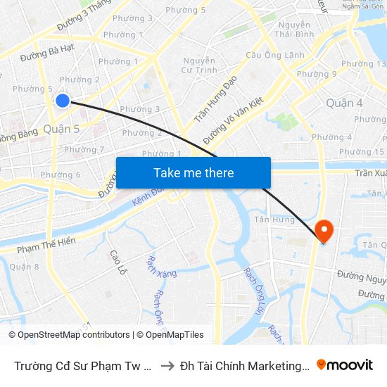 Trường Cđ Sư Phạm Tw Thành Phố to Đh Tài Chính Marketing - Cơ Sở 3 map