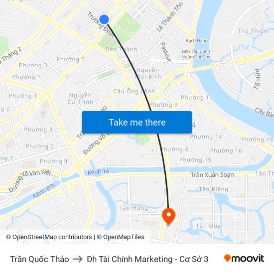 Trần Quốc Thảo to Đh Tài Chính Marketing - Cơ Sở 3 map