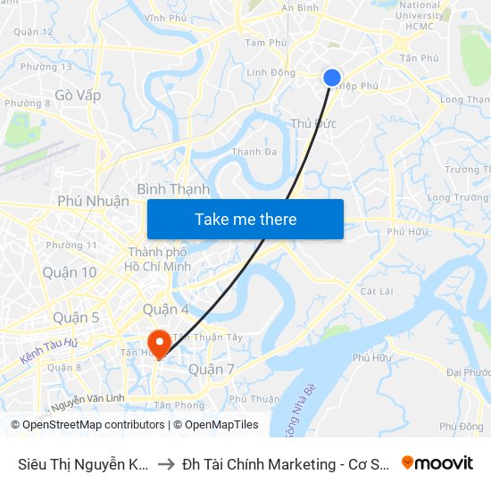 Siêu Thị Nguyễn Kim to Đh Tài Chính Marketing - Cơ Sở 3 map