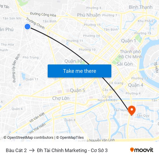 Bàu Cát 2 to Đh Tài Chính Marketing - Cơ Sở 3 map