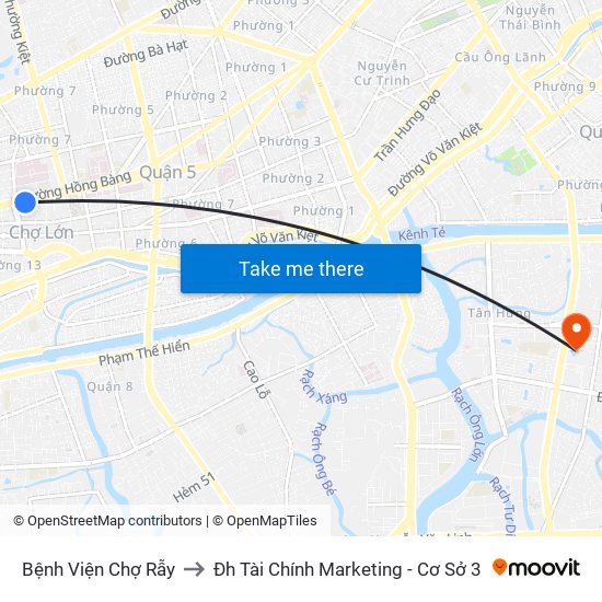 Bệnh Viện Chợ Rẫy to Đh Tài Chính Marketing - Cơ Sở 3 map