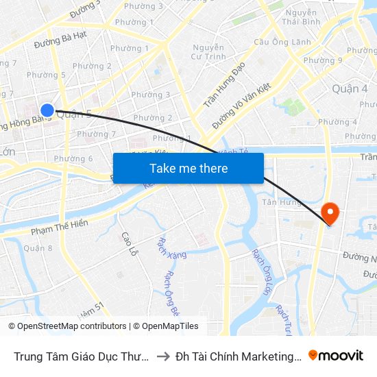 Trung Tâm Giáo Dục Thường Xuyên to Đh Tài Chính Marketing - Cơ Sở 3 map