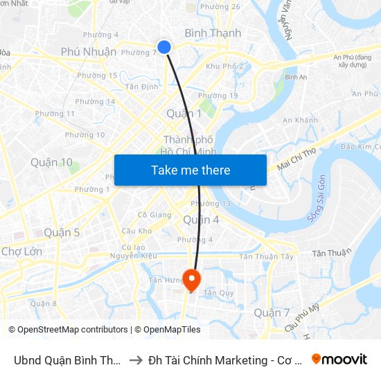 Ubnd Quận Bình Thạnh to Đh Tài Chính Marketing - Cơ Sở 3 map