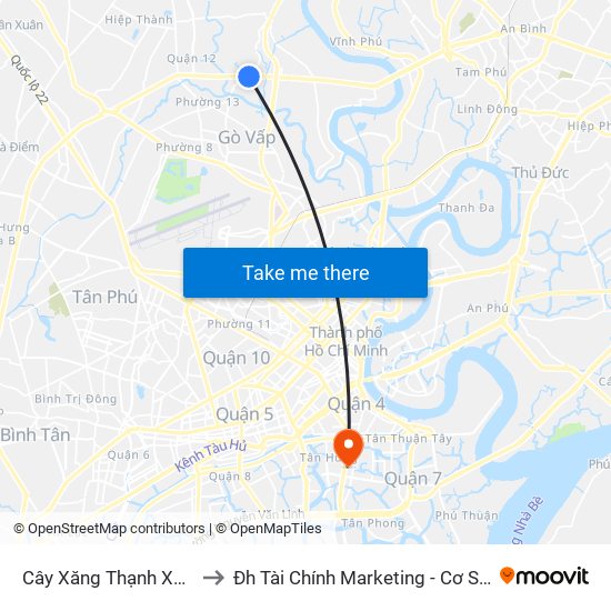 Cây Xăng Thạnh Xuân to Đh Tài Chính Marketing - Cơ Sở 3 map