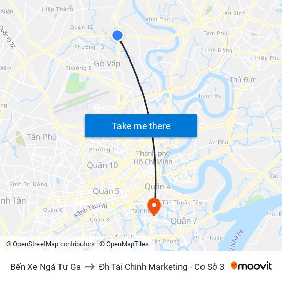 Bến Xe Ngã Tư Ga to Đh Tài Chính Marketing - Cơ Sở 3 map