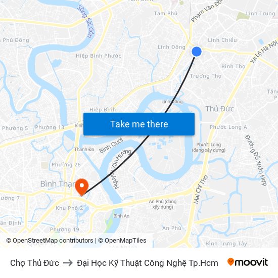 Chợ Thủ Đức to Đại Học Kỹ Thuật Công Nghệ Tp.Hcm map