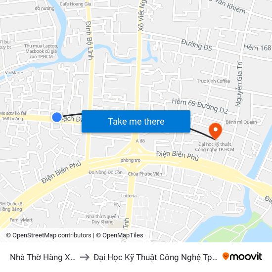 Nhà Thờ Hàng Xanh to Đại Học Kỹ Thuật Công Nghệ Tp.Hcm map