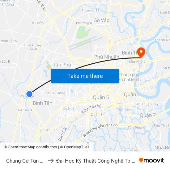 Chung Cư Tân Mai to Đại Học Kỹ Thuật Công Nghệ Tp.Hcm map