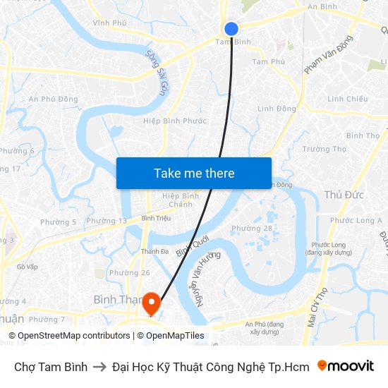 Chợ Tam Bình to Đại Học Kỹ Thuật Công Nghệ Tp.Hcm map