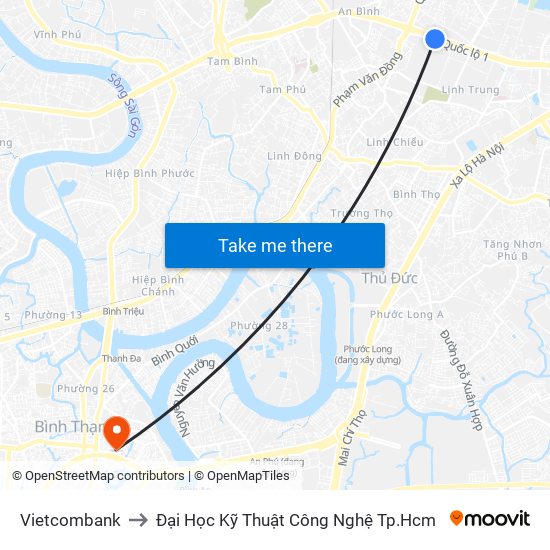 Vietcombank to Đại Học Kỹ Thuật Công Nghệ Tp.Hcm map