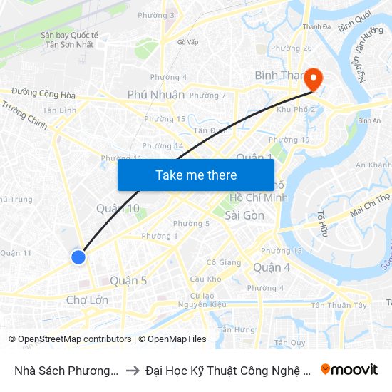 Nhà Sách Phương Nam to Đại Học Kỹ Thuật Công Nghệ Tp.Hcm map