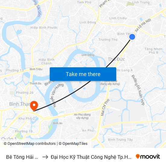 Bê Tông Hải Âu to Đại Học Kỹ Thuật Công Nghệ Tp.Hcm map